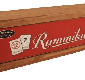 Front Porch Classics Rummikub, Rummy Tile Board Game with Durable Wooden Rack and Case for Travel, 106 Tiles