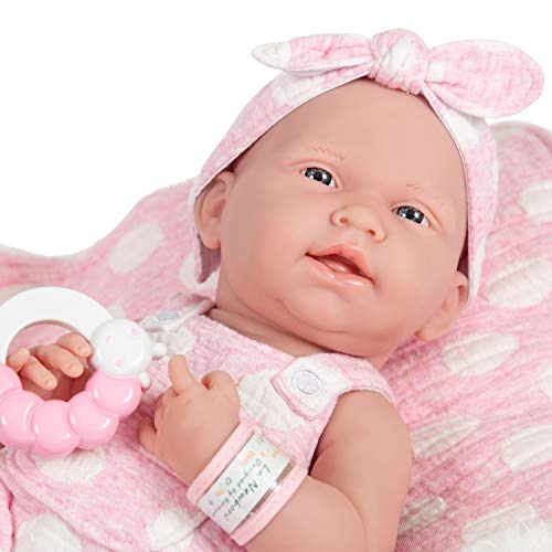 JC Toys La Newborn All-Vinyl-Anatomically Correct Real Girl 15" Baby Doll in Pink and Deluxe Accessories, Designed by Berenguer.