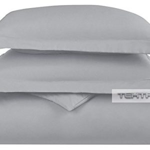 Tektrum 3 Piece 3pc Duvet Cover Set with Button Enclosure - 1800 Supreme Collection Super Soft Hotel Luxury Top Quality Durable 100 GSM Brushed Microfiber, Wrinkle & Fade Resistant - Grey, Queen Size