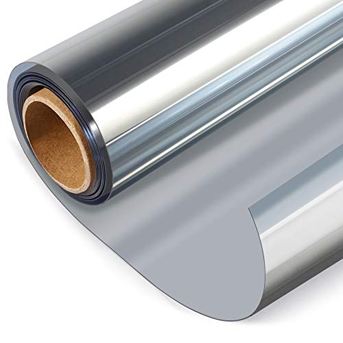 HIDBEA One Way Mirror Window Privacy Film with UV Blocking Heat Control No Glue Static Cling Reflective Glass Tint for Home Kitchen Bathroom Office Living Room, 35.4 inches x 32.8 feet, Silver