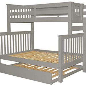 Bedz King Bunk Beds Twin over Full Mission Style with End Ladder and a Full Trundle, Gray