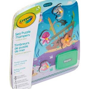 Crayola Sea Animals Wood Puzzle & Stamps, Educational Toy, Gift for Toddlers, 10Piece