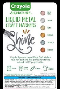 Crayola Metallic Permanent Markers, Fine Point, Assorted Colors, Art Supplies, 6 Count