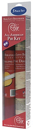 Rose Levy Beranbaum Signature Series RPK001 Rose's All American Pie Kit Includes Rolling Pin, Mat and Fast Tracks Dough Thickness Rails, 18" x 24.5", Red