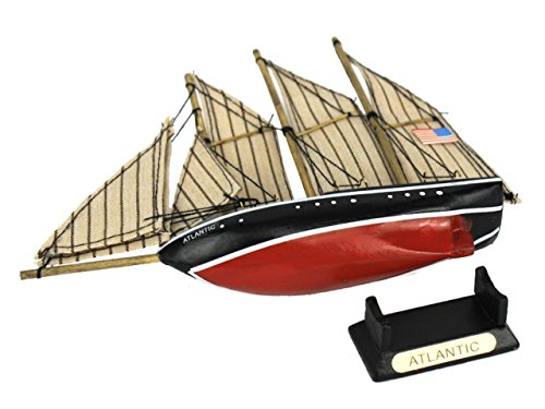 Hampton Nautical Atlantic Decoration Wooden Model Sailboat, 7"