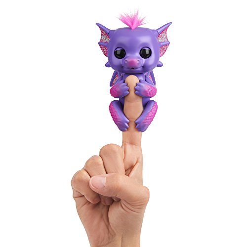 Fingerlings - Glitter Dragon - Kaylin (Purple with Pink) - Interactive Baby Collectible Pet - By WowWee