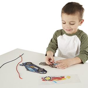 Melissa & Doug Stained Glass Made Easy Activity Kit, Race Cars (Arts and Crafts, Develops Problem Solving Skills, 80+ Stickers)