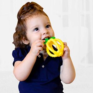 Itzy Ritzy Teething Ball & Training Toothbrush – Silicone, BPA-Free Bitzy Biter Lemon-Shaped Teething Ball Featuring Multiple Textures to Soothe Gums and an Easy-to-Hold Design, Lemon