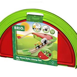 BRIO World - 33711 My First Take Along Set | 7 Piece Train Toy with Accessories and Wooden Tracks for Kids Ages 18 Months and Up