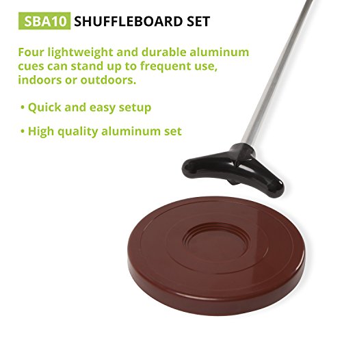 Champion Sports Classic Group Games Shuffleboard Set Indoor Outdoor 8 Puck 4 Cue Sticks Party Game