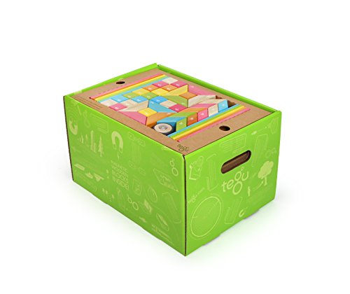 240 Piece Tegu Classroom Magnetic Wooden Block Set, Tints