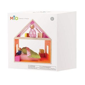 Manhattan Toy MIO Sleeping Place + 2 Bean Bag People Peg Dolls Imaginative Montessori Style STEM Learning Modular Wooden Building Playset for Boys and Girls 3 Years + Up