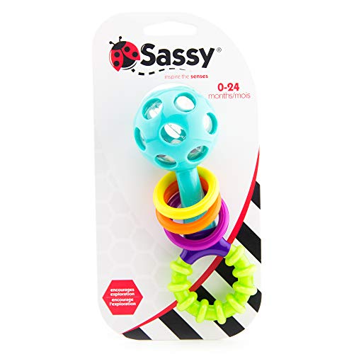 Sassy Peek-a-Boo Beads Rattle | Developmental Toy with High Contrast Colors | Flexible, Soft Plastic | for Ages Newborn and Up