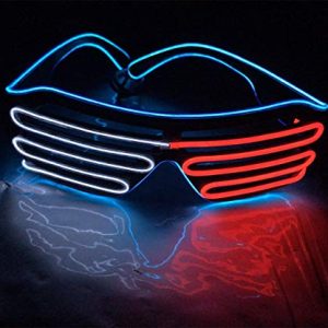Glow Fever Light up Neon Rave Glasses Glow Flashing Sunglasses Light Up DJ Costume Birthday Favors Glow Party Supplies Christmas Halloween Decor, Tri-Color Shutter