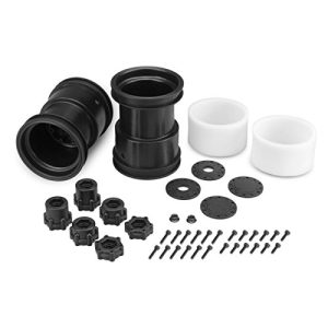 J Concepts 3377B Tribute 2.6x3.6 Monster Truck Wheels with Adaptors, Black (1 Pair)