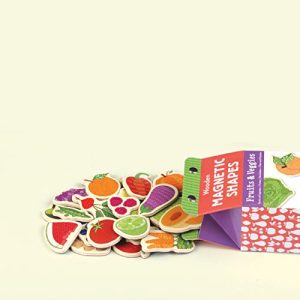 Mudpuppy Wooden Fruits & Veggies Magnetic Shapes, 35 Pieces, Ages 3-7, 1.75" Tall Pieces, Resealable 3.5 x 8.5 x 2.75" Package