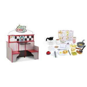 Melissa & Doug Pretend Play Wooden Star Diner Restaurant With 40+ Accessories and Play Food