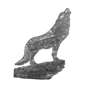 BePuzzled Original 3D Crystal Jigsaw Puzzle - Wolf Animal Assembly Brain Teaser, Fun Model Toy Gift Decoration for Adults & Kids Age 12 and Up, Black, 37 Pieces (Level 1)