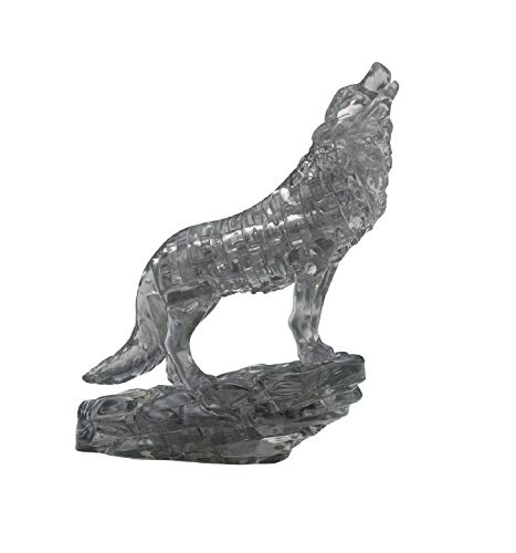 BePuzzled Original 3D Crystal Jigsaw Puzzle - Wolf Animal Assembly Brain Teaser, Fun Model Toy Gift Decoration for Adults & Kids Age 12 and Up, Black, 37 Pieces (Level 1)