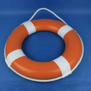 Hampton Nautical Orange Painted Lifering with White Bands, 15"