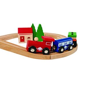 40 Piece Excellerations Wooden Toy Railway with Train and Accessories, Preschool Educational Toy, Supports Early STEM Skills, Ages 3 Years and Up