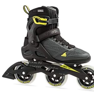 Rollerblade Macroblade 100 3WD Men's Adult Fitness Inline Skate, Anthracite and Neon Yellow, Performance Inline Skates