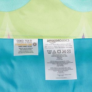 AmazonBasics Kid's Comforter Set - Soft, Easy-Wash Microfiber - Full/Queen, Blue Scallop