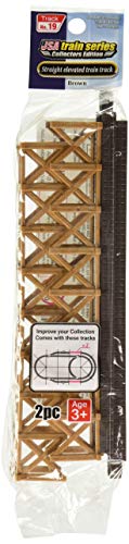 LEC Battery Operated Train Accessory - Track No. 19 Straight Elevated Train Track Brown - 8 Pieces