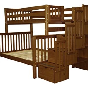 Bedz King Stairway Bunk Beds Twin over Full with 4 Drawers in the Steps, Espresso