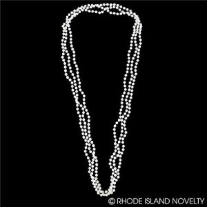 Rhode Island Novelty 48 Inch 7mm White Pearl Necklaces, Pack of 12