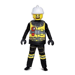 Disguise Lego Firefighter Deluxe Costume, Black/Yellow, Small (4-6)