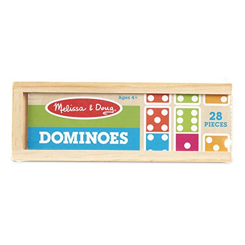 Melissa & Doug Dominoes Tabletop Game (28 Tiles in Wooden Storage Box, Great Gift for Girls and Boys - Best for 4, 5, 6 Year Olds and Up)