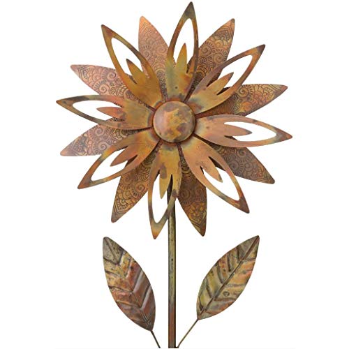 Regal Art & Gift 20451 Copper Star Flower Garden Stake, Flamed