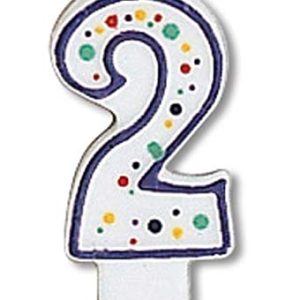 Creative Converting CANDLE-4561 Polka Dot 2 Numeral Candle, 2.875-Inch x 1.5-Inch