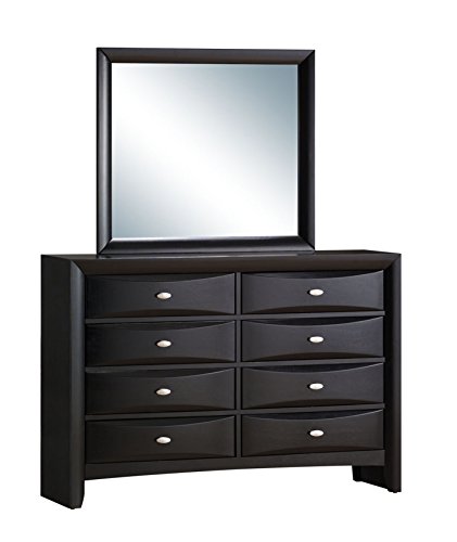 Roundhill Furniture Blemerey Fully Assembled Dresser and Mirror, Black