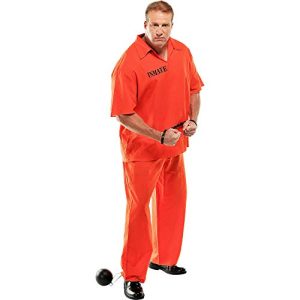 AMSCAN Inmate Convict Prisoner Halloween Costume for Men, Plus Size