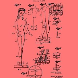 Framable Patent Art Original Ready to Frame Décor Barbie Doll Classic Retro Girls 11in by 17in Patent Art Poster Print Vintage Coral PAPSSP57CR