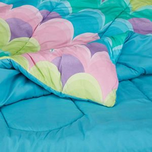 AmazonBasics Kid's Comforter Set - Soft, Easy-Wash Microfiber - Full/Queen, Blue Scallop