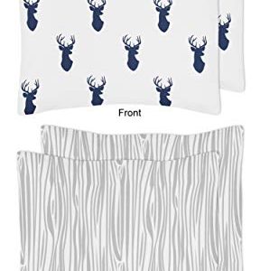 Sweet Jojo Designs 3-Piece Navy Blue White and Gray Woodland Deer Print Boys Childrens Full/Queen Bedding Set