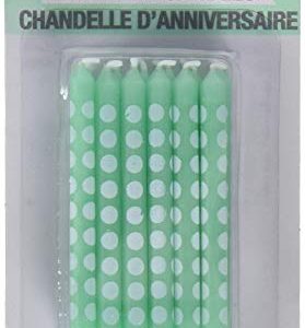 Creative Converting 324502 Polka Dot Cake Candles, 2.44", Mint Green