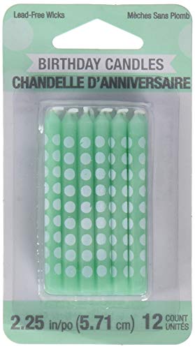 Creative Converting 324502 Polka Dot Cake Candles, 2.44", Mint Green