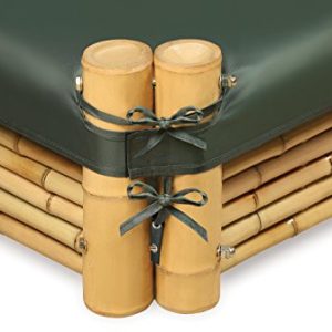 Badger Basket Bamboo Beach Sandbox with Liner & Cover Sandbox with Cover & Liner, Natural/Green