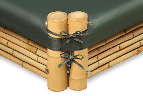 Badger Basket Bamboo Beach Sandbox with Liner & Cover Sandbox with Cover & Liner, Natural/Green