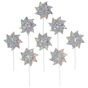 In the Breeze Silver Mylar Pinwheel - Sparkly Silver Spinners - Good Animal & Bird Deterrant - 8 Piece Bags