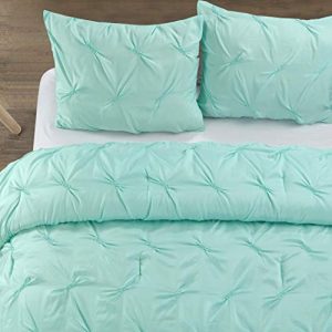 Heritage Club Ultra Soft – Sierra – Hypoallergenic – for Boys and Girls – All Season Breathable 2 Piece Kids and Teen Solid Pintuck Comforter Set – Twin XL – Alternative Microfiber, Mint