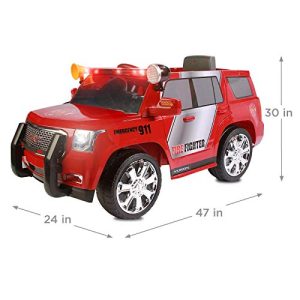 Rollplay 6 Volt GMC Yukon Denali Fire Rescue Toy, Battery-Powered Kid's Ride on Car, Red