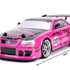Jada Toys Hello Kitty Nissan Skyline GT-R (Bnr34) Drift Power Slide Elite R/C, USB Charging, with 4 Extra Tires