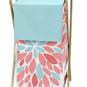 Sweet Jojo Designs Baby Children Kids Clothes Laundry Hamper for Turquoise and Coral Emma Bedding Set