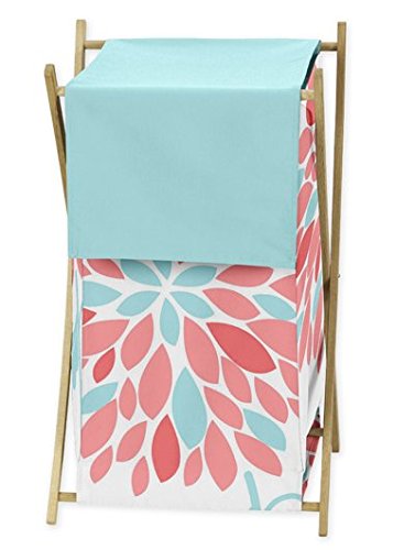 Sweet Jojo Designs Baby Children Kids Clothes Laundry Hamper for Turquoise and Coral Emma Bedding Set