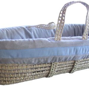 Baby Doll Bedding Zuma Moses Basket Set, Grey/Blue